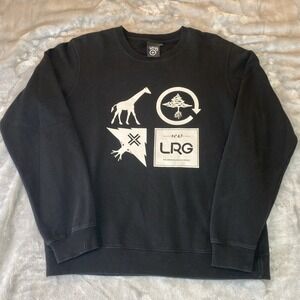 LRG Sweatshirt Men Med Black Graphic Crewneck Original Roots People Streetwear